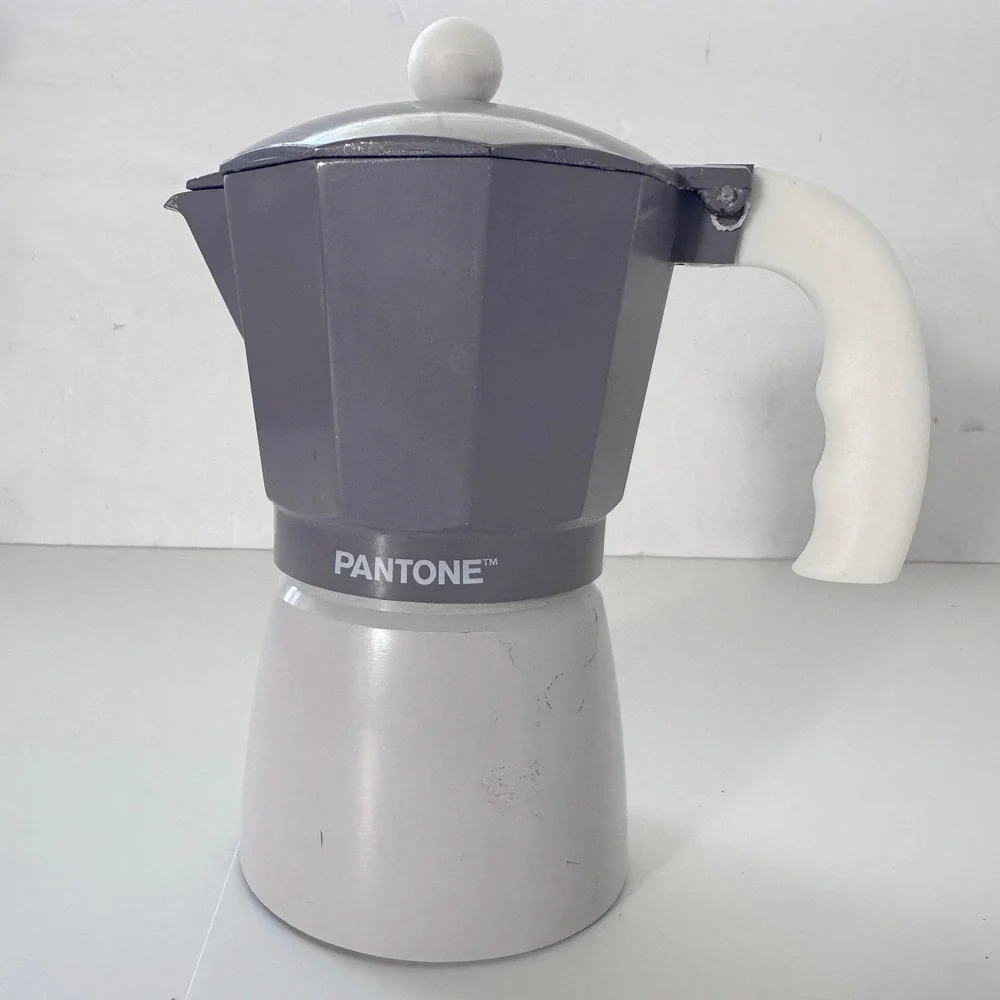Egon Pantone Moka Pot Espresso Maker Stovetop Purple White Aluminum 6-Cup Coffee